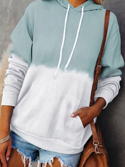 Women's Hoodies Contrast Pocket Drawstring Long Sleeve Hoodie - LuckyFash™