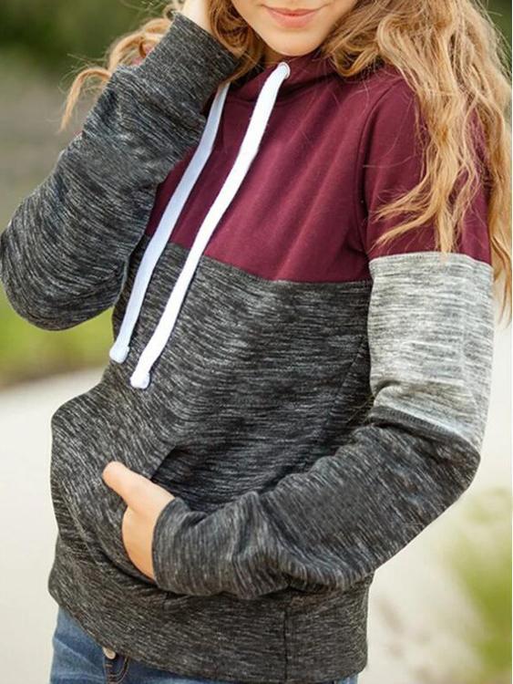 Women's Hoodies Contrast Stitching Pocket Long Sleeve Hoodie - LuckyFash™