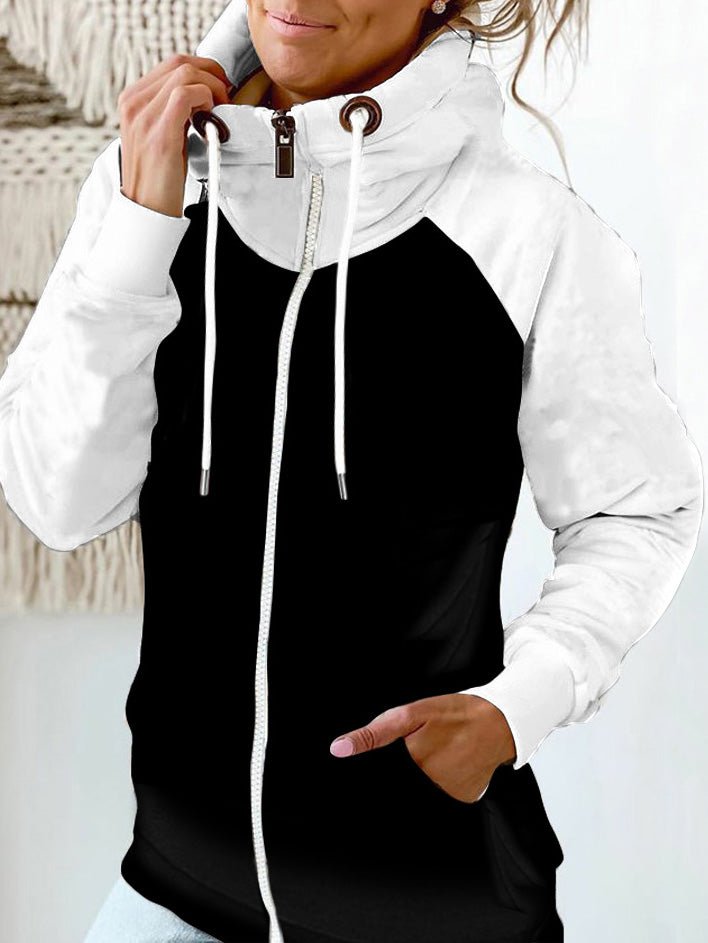 Women's Hoodies Contrast Zip Pocket Drawstring Hoody - LuckyFash™