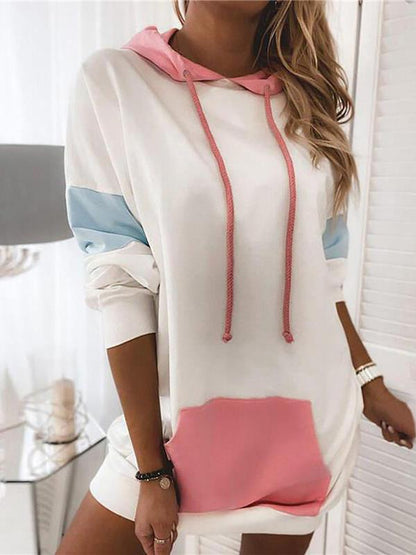 Women's Hoodies Contrasting Panel Long Sleeve Hoodie - LuckyFash™