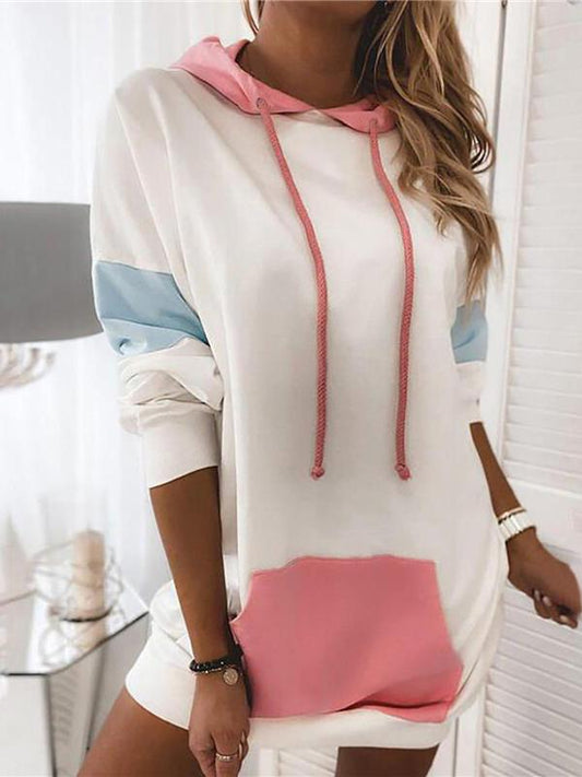 Women's Hoodies Contrasting Panel Long Sleeve Hoodie - LuckyFash™