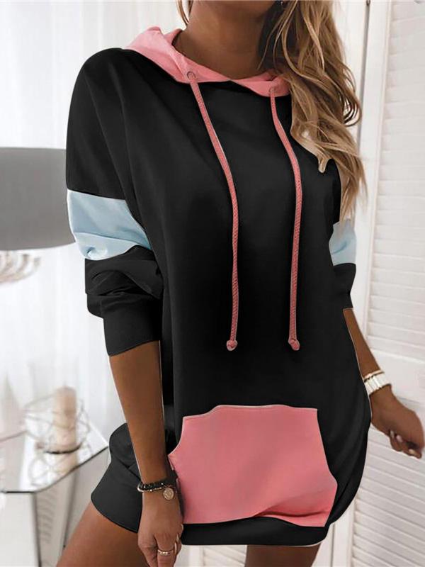 Women's Hoodies Contrasting Panel Long Sleeve Hoodie - LuckyFash™