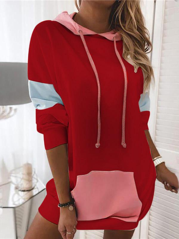 Women's Hoodies Contrasting Panel Long Sleeve Hoodie - LuckyFash™