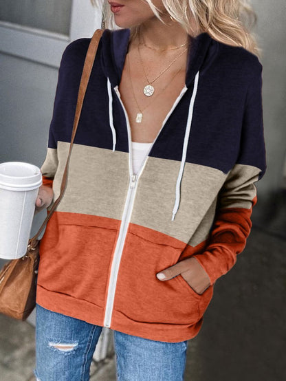 Hoodies Contrasting Zip Pocket Cardigan Hoodie Coats - LuckyFash™