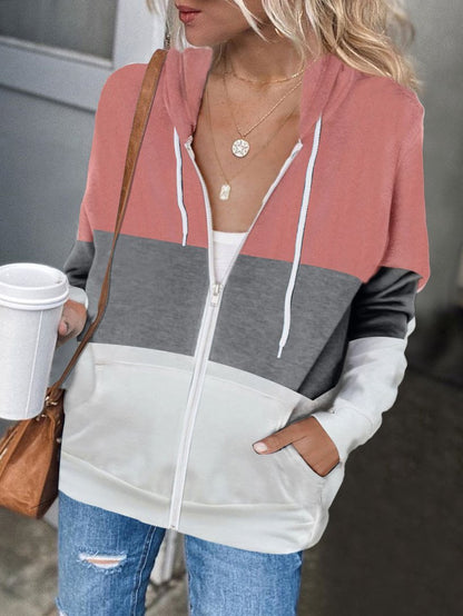 Hoodies Contrasting Zip Pocket Cardigan Hoodie Coats - LuckyFash™