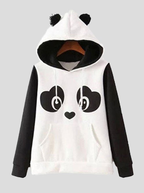Women's Hoodies Cute Panda Print Fleece Long Sleeve Hoodie - LuckyFash™