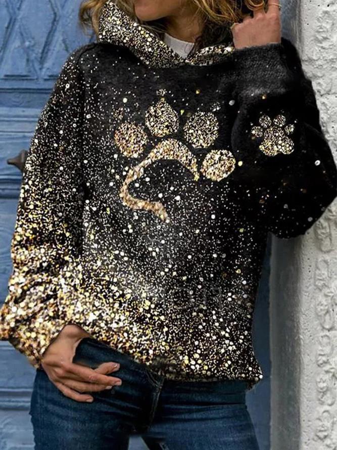 Women's Hoodies Dog Paw Print Long Sleeve Hoodie - LuckyFash™