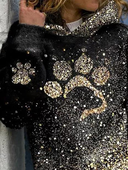 Women's Hoodies Dog Paw Print Long Sleeve Hoodie - LuckyFash™