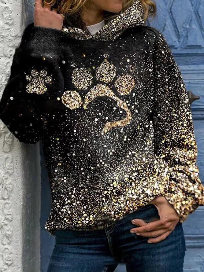 Women's Hoodies Dog Paw Print Long Sleeve Hoodie - LuckyFash™