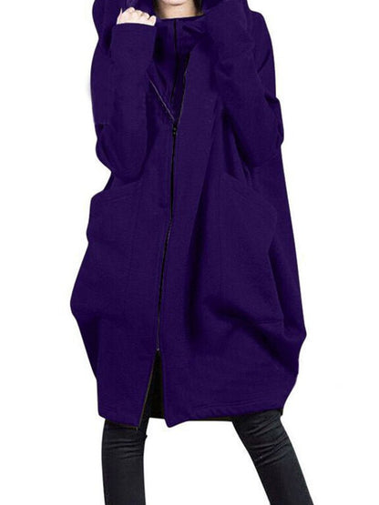 Hoodies Fake Two Loose Solid Color Mid Long Hoodie - LuckyFash™