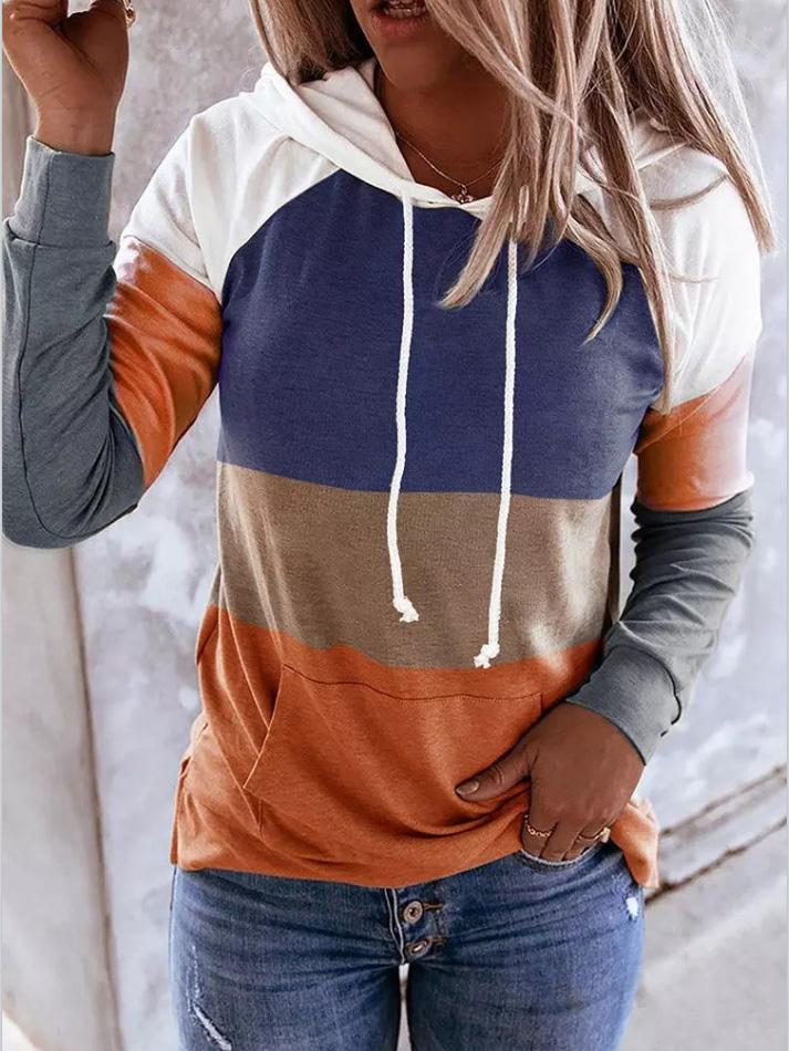 Women's Hoodies Fashion Striped Pocket Long Sleeve Hoodie - LuckyFash™