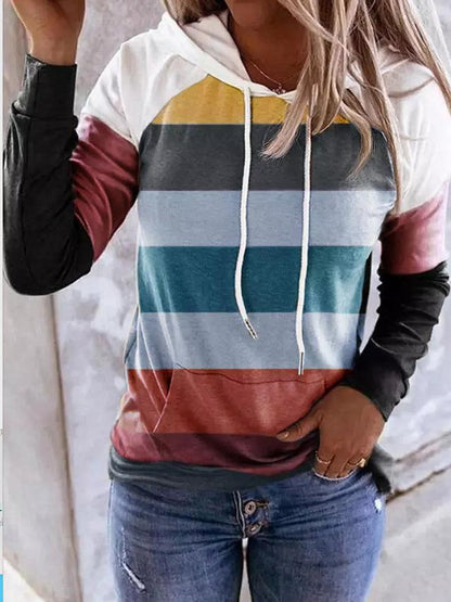 Women's Hoodies Fashion Striped Pocket Long Sleeve Hoodie - LuckyFash™