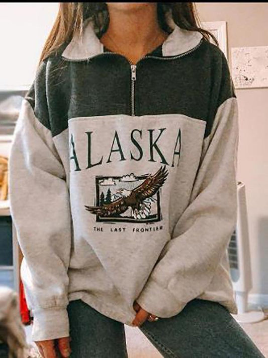 Women's Hoodies Fashion Zipper Lapel Print Long Sleeve Hoodies - LuckyFash™