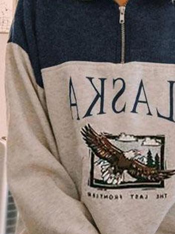 Women's Hoodies Fashion Zipper Lapel Print Long Sleeve Hoodies - LuckyFash™