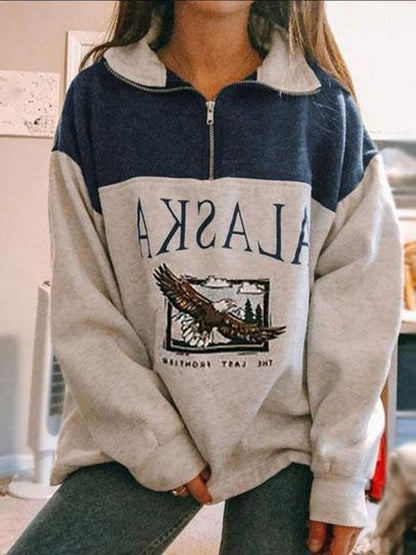Women's Hoodies Fashion Zipper Lapel Print Long Sleeve Hoodies - LuckyFash™