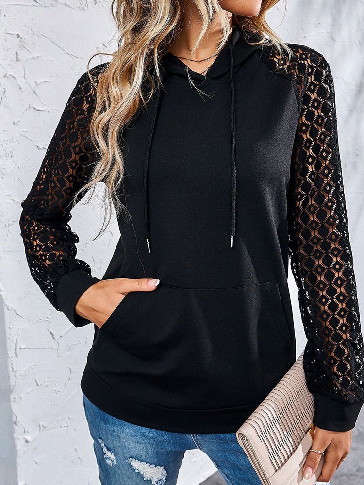 Hoodies Fashionable Lace Splicing Pullover Hoodie - LuckyFash™