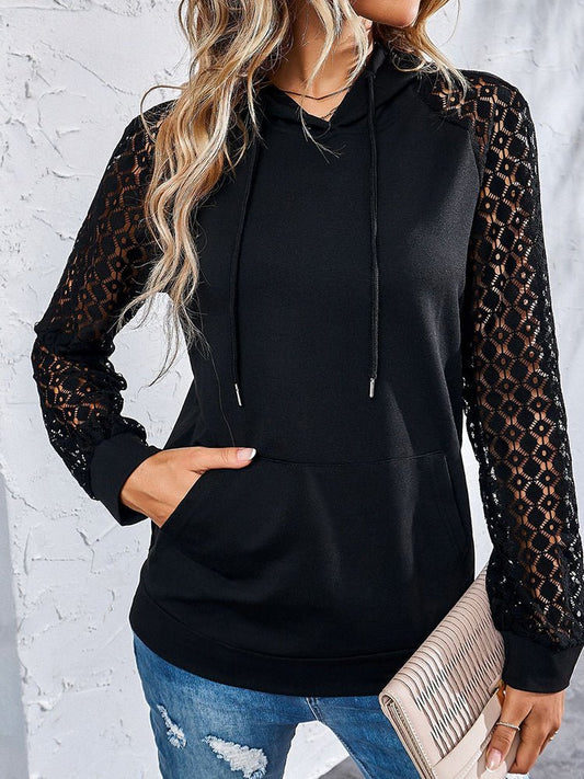 Hoodies Fashionable Lace Splicing Pullover Hoodie - LuckyFash™
