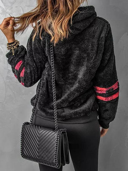 Women's Hoodies Furry Check Pocket Drawstring Hoody - LuckyFash™