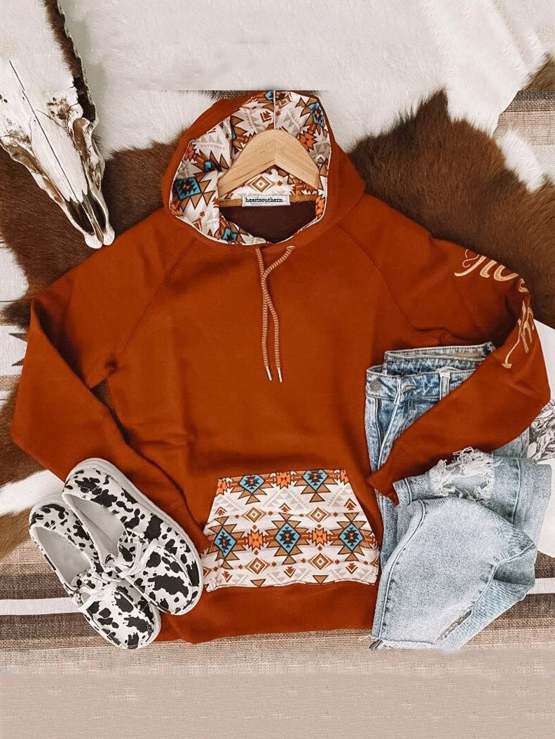 Women's Hoodies Geometric Print Pocket Long Sleeve Hoodie - LuckyFash™
