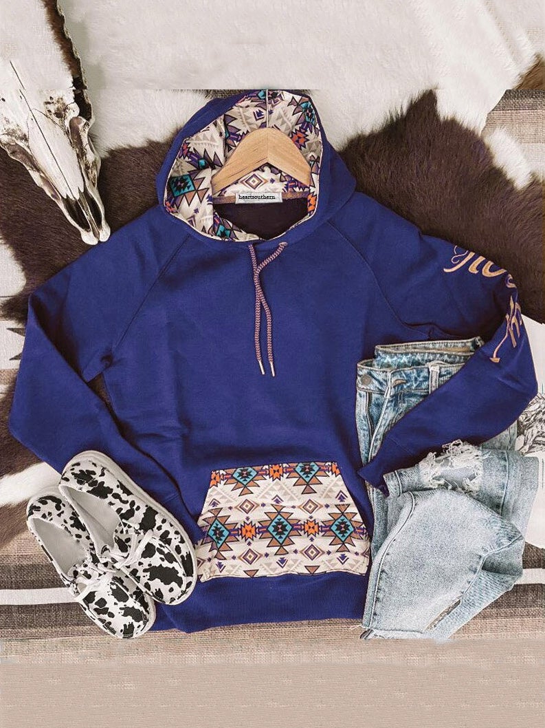 Women's Hoodies Geometric Print Pocket Long Sleeve Hoodie - LuckyFash™