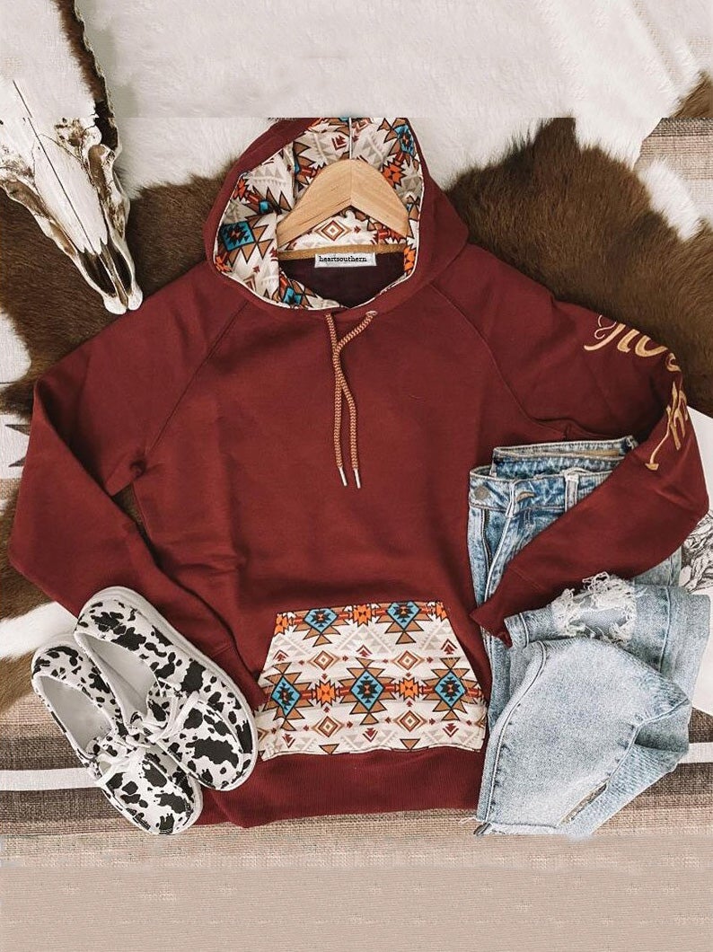 Women's Hoodies Geometric Print Pocket Long Sleeve Hoodie - LuckyFash™