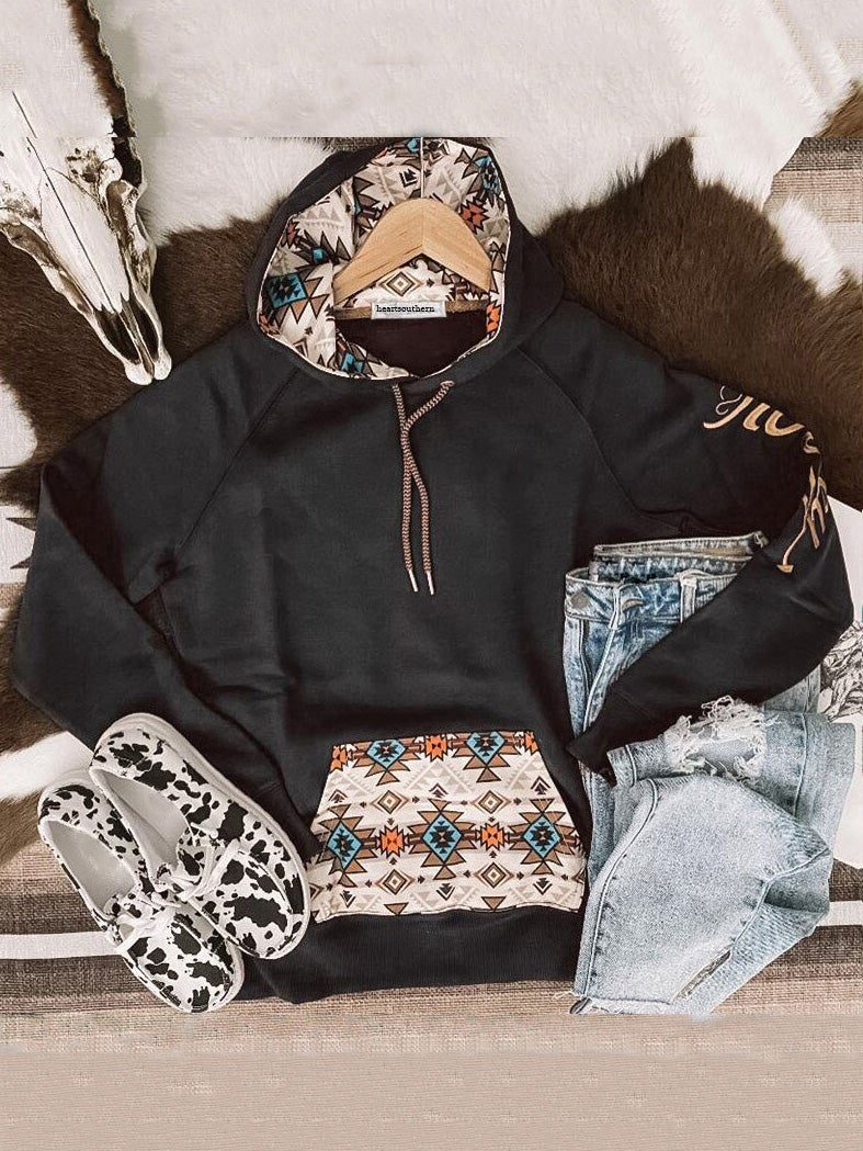 Women's Hoodies Geometric Print Pocket Long Sleeve Hoodie - LuckyFash™