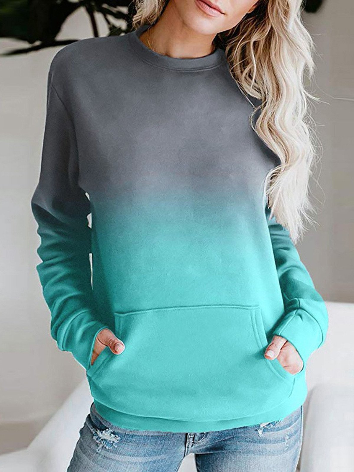 Women's Hoodies Gradient Pocket Long Sleeve Hoodie - LuckyFash™
