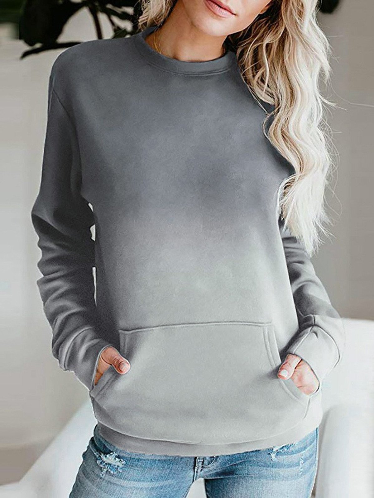 Women's Hoodies Gradient Pocket Long Sleeve Hoodie - LuckyFash™