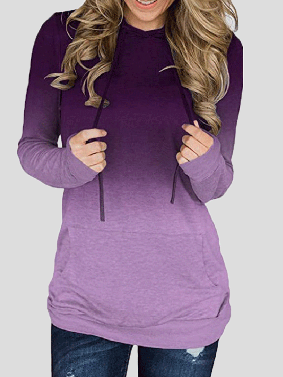 Women's Hoodies Gradient Pocket Long Sleeve Hoodie - LuckyFash™