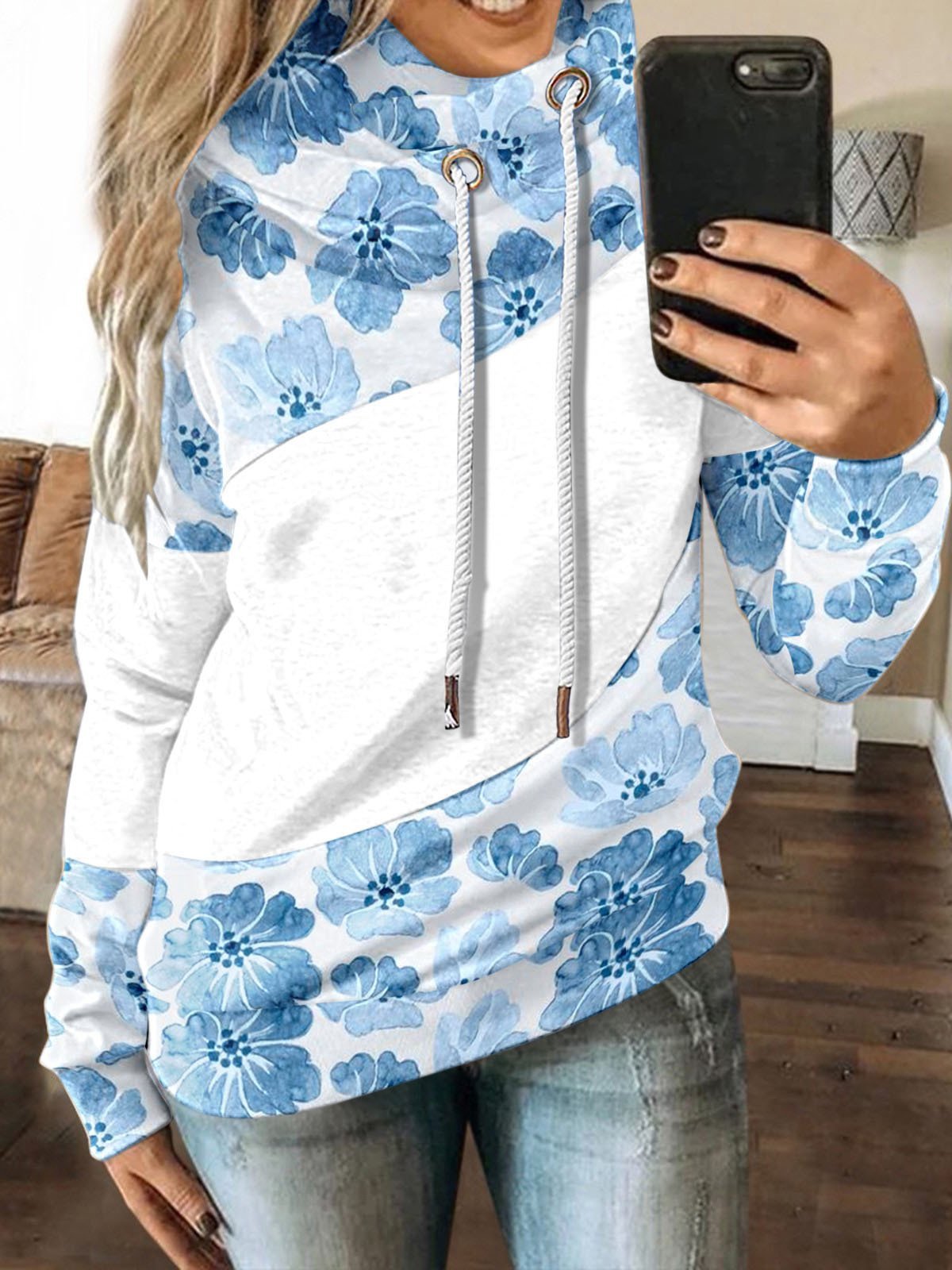 Women's Hoodies Gradient Snowflake Drawstring Long Sleeve Hoody - LuckyFash™