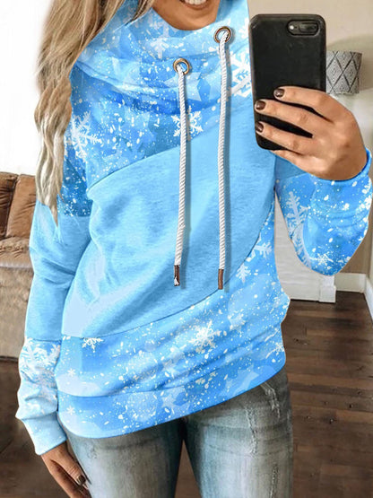 Women's Hoodies Gradient Snowflake Drawstring Long Sleeve Hoody - LuckyFash™