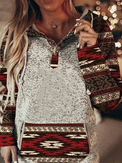 Women's Hoodies Graphic Print Contrast Long Sleeve Pullover Hoodie - LuckyFash™