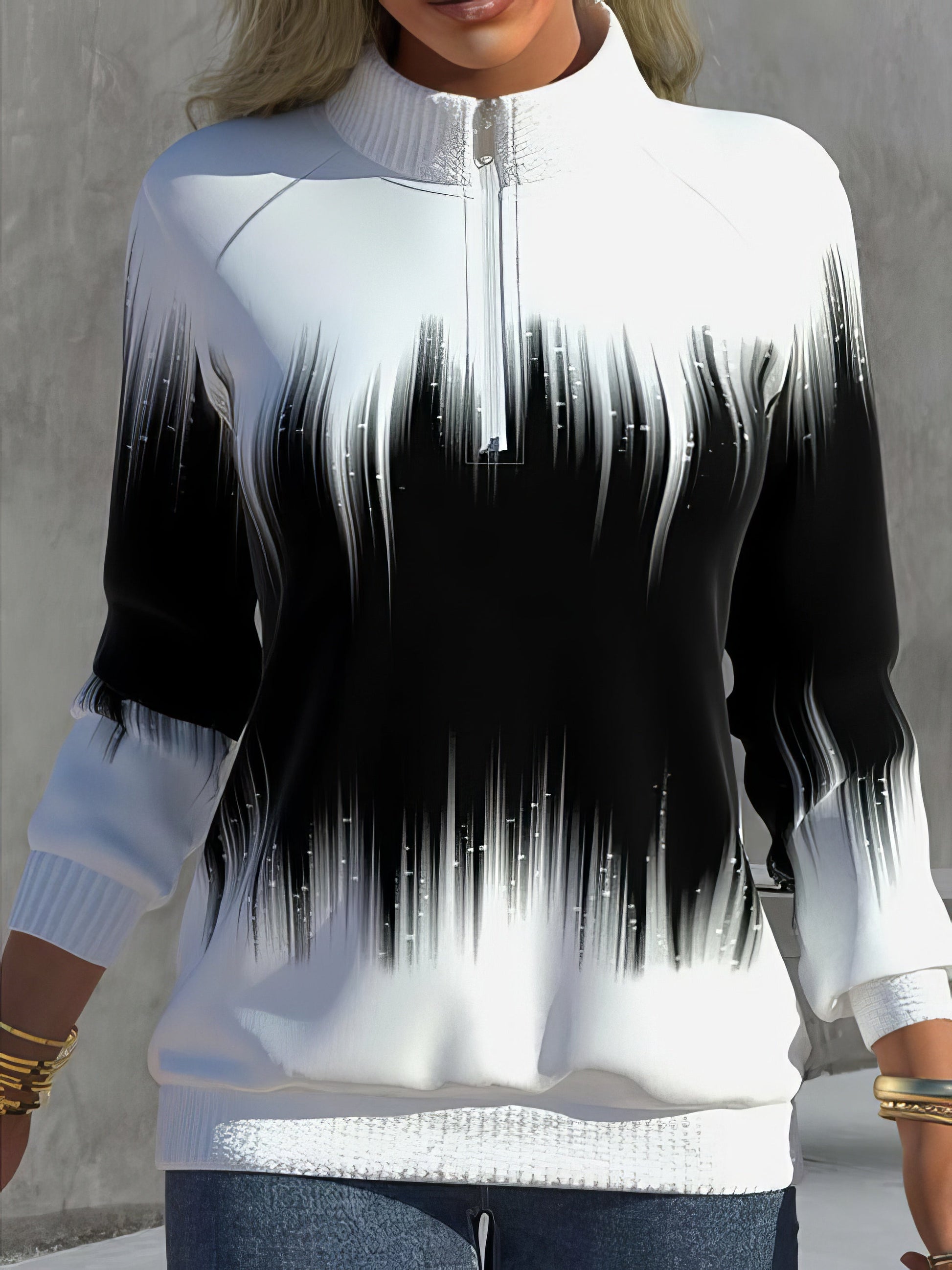 Hoodies Half Turtleneck Gradient Zip Long Sleeve Hoody - LuckyFash™