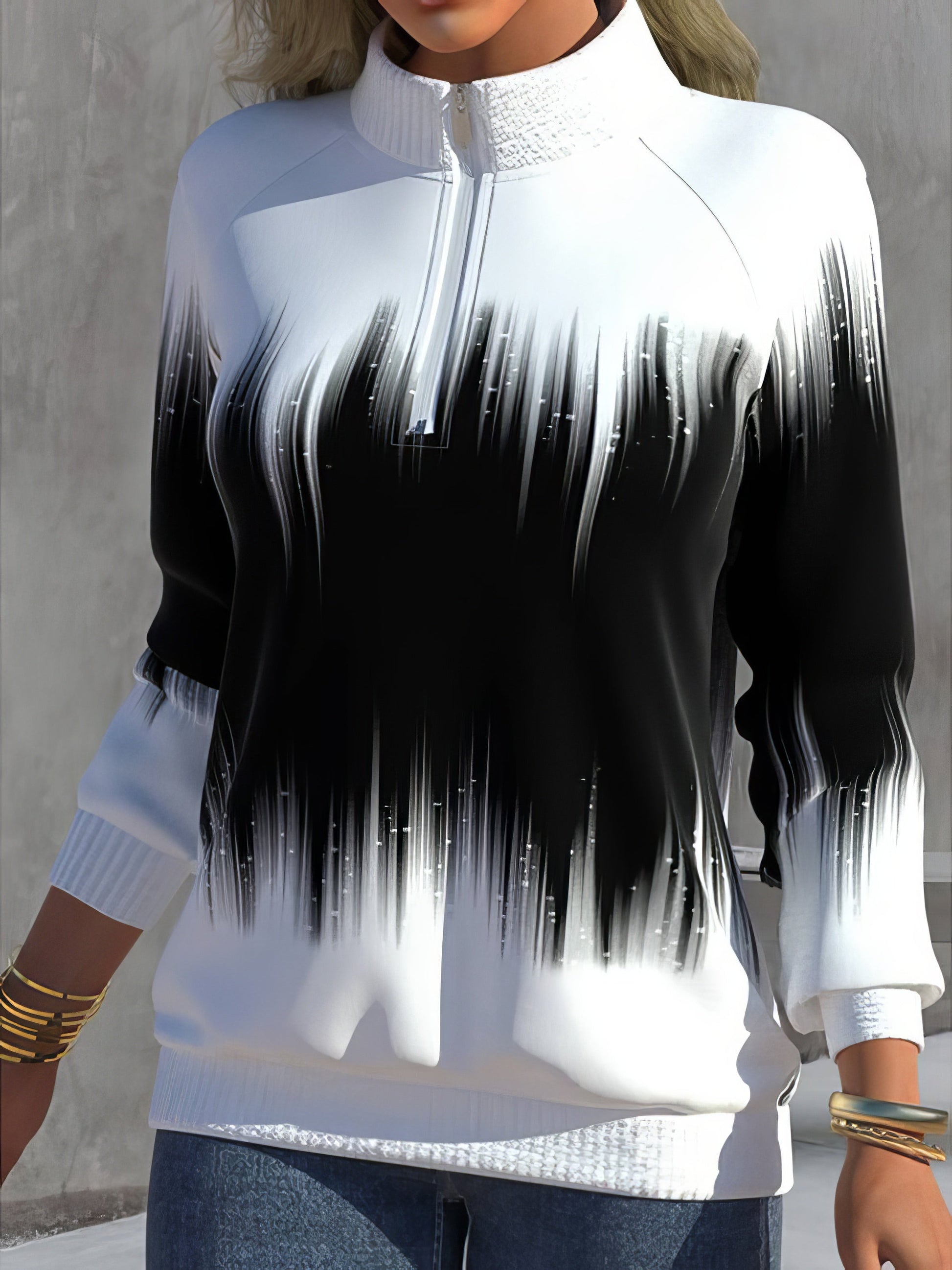 Hoodies Half Turtleneck Gradient Zip Long Sleeve Hoody - LuckyFash™