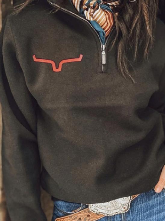 Women's Hoodies Half Zipper Printing Long Sleeve Hoodie - LuckyFash™