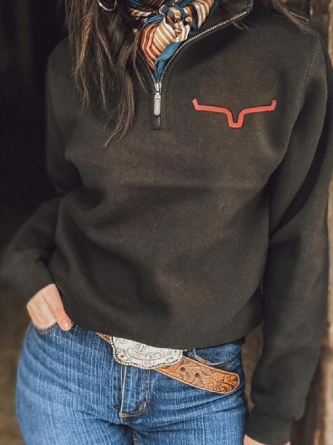 Women's Hoodies Half Zipper Printing Long Sleeve Hoodie - LuckyFash™