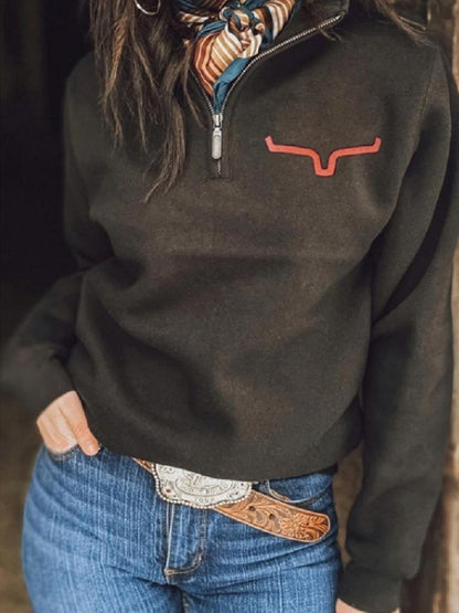 Women's Hoodies Half Zipper Printing Long Sleeve Hoodie - LuckyFash™