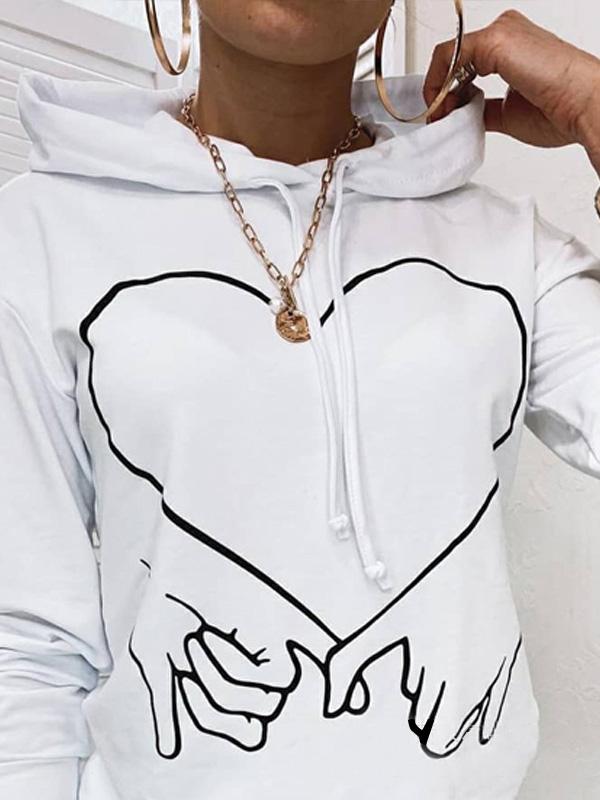 Women's Hoodies Hand-Heart Printed Long Sleeve Hoodie - LuckyFash™
