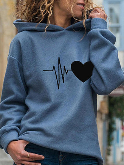 Women's Hoodies Heart Print Long Sleeve Casual Hoody - LuckyFash™