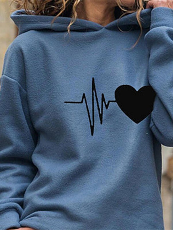 Women's Hoodies Heart Print Long Sleeve Casual Hoody - LuckyFash™