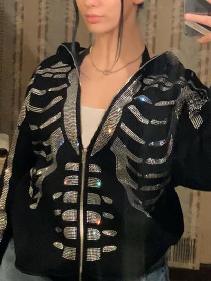 Women's Hoodies Hot-Diamond Zip Long Sleeve Hoody - LuckyFash™