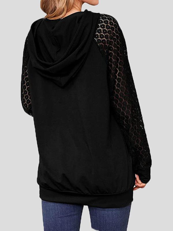 Women's Hoodies Lace Long Sleeve Drawstring Pocket Hoodie - LuckyFash™