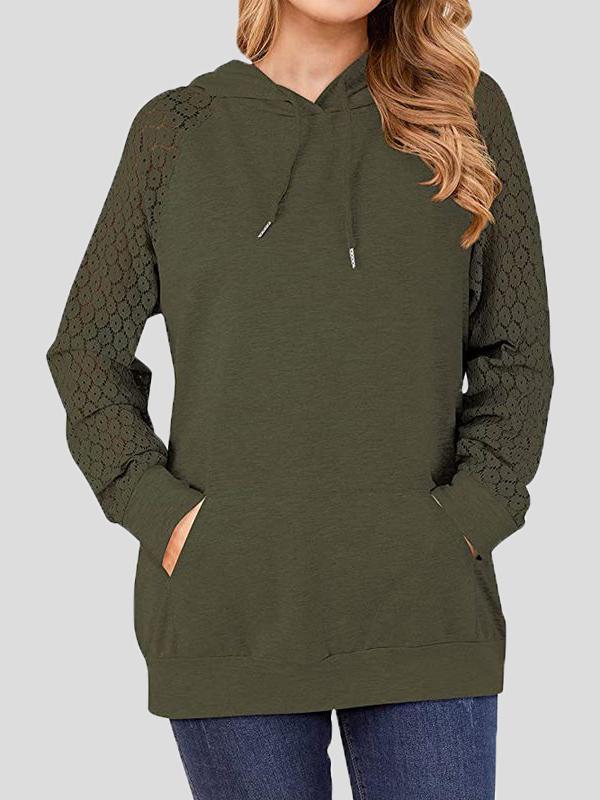 Women's Hoodies Lace Long Sleeve Drawstring Pocket Hoodie - LuckyFash™