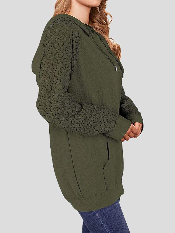 Women's Hoodies Lace Long Sleeve Drawstring Pocket Hoodie - LuckyFash™