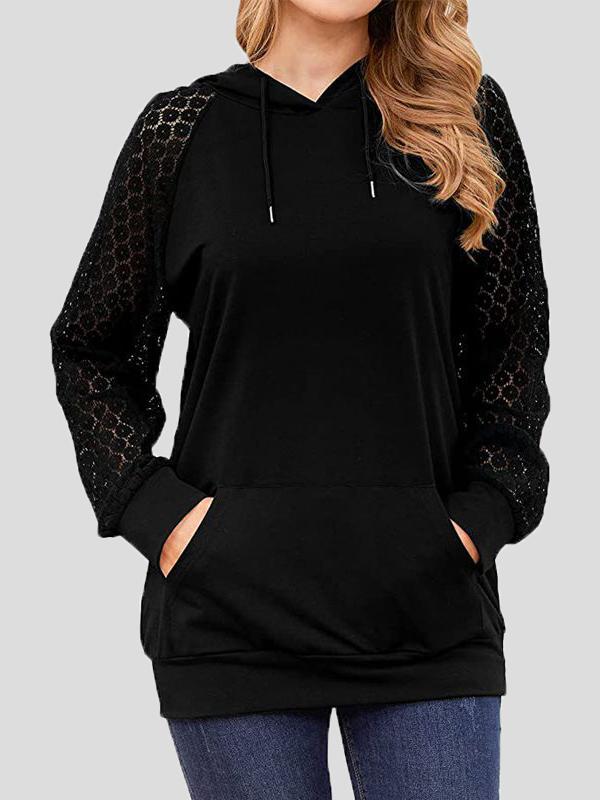 Women's Hoodies Lace Long Sleeve Drawstring Pocket Hoodie - LuckyFash™