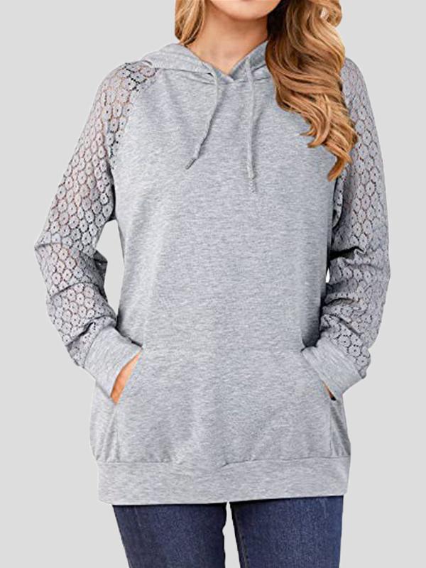 Women's Hoodies Lace Long Sleeve Drawstring Pocket Hoodie - LuckyFash™