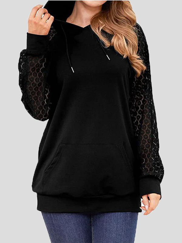 Women's Hoodies Lace Long Sleeve Drawstring Pocket Hoodie - LuckyFash™