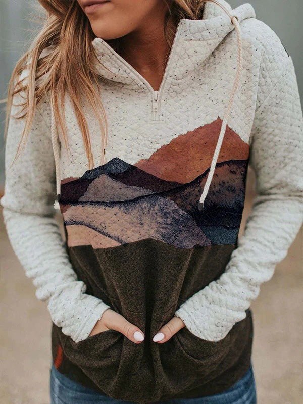 Women's Hoodies Landscape Print Pocket Long Sleeve Hoodie - LuckyFash™