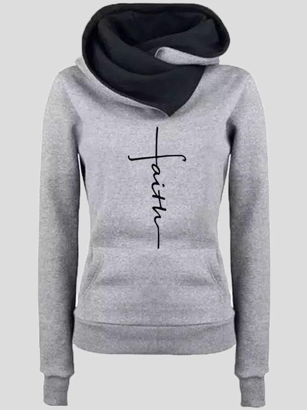 Women's Hoodies Lapel Pattern Printed Pockets Long Sleeve Hoody - LuckyFash™