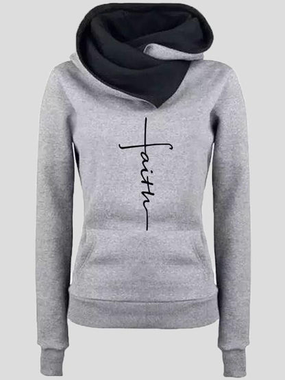 Women's Hoodies Lapel Pattern Printed Pockets Long Sleeve Hoody - LuckyFash™